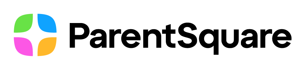 A colorful circular logo with four segments: green, blue, orange, and pink.