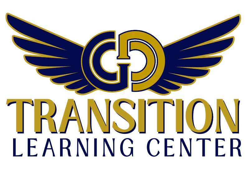 Logo for Transition Learning Center featuring stylized wings and text.