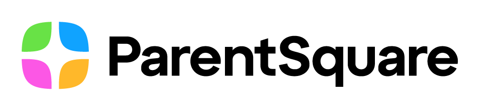 A colorful circular logo with four segments: green, blue, orange, and pink.