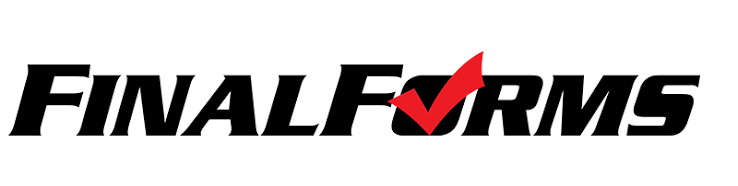 The logo for FinalForms, featuring bold black text and a red checkmark.