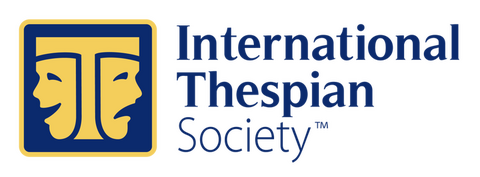 Logo for the International Thespian Society featuring a stylized 'T' with two faces.