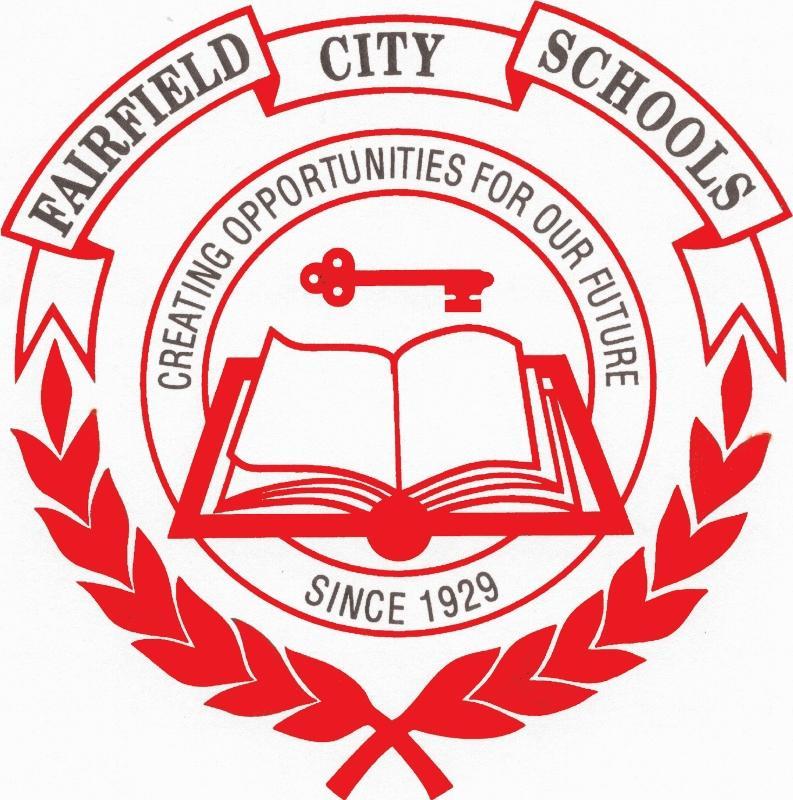 Fairfield City Schools logo with an open book and a key, text reads 'Creating Opportunities for Our Future' and 'Since 1929'.