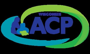 The Wisconsin ACP logo features blue and green swirling shapes around the text 'WISCONSIN ACP'.