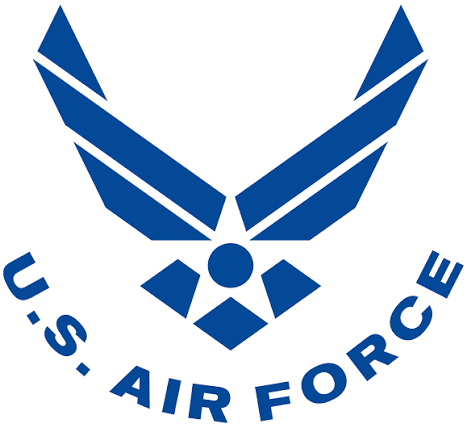 The official emblem of the U.S. Air Force, featuring a stylized wing and star.