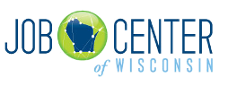 Logo for Job Center of Wisconsin featuring the state outline.
