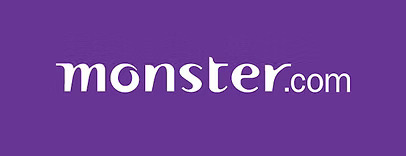 The Monster.com logo displayed on a purple background.