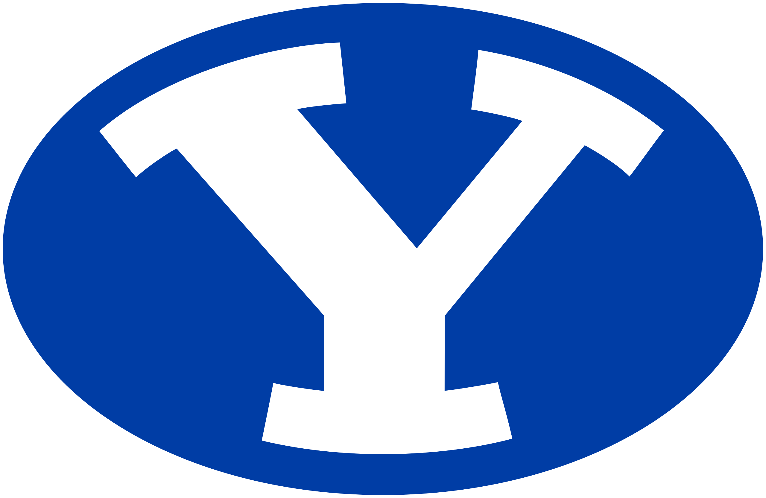 A white letter 'Y' set against a solid blue oval background.