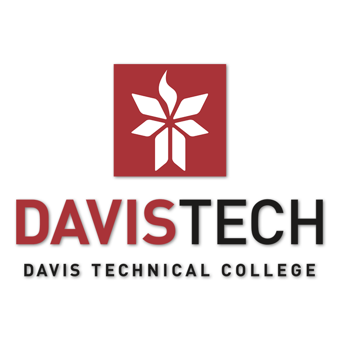 The Davis Tech logo features a red square with a white star symbol above the text 'DAVIS TECH' and 'DAVIS TECHNICAL COLLEGE' on a black background.
