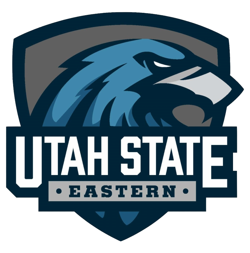 The official logo of Utah State Eastern featuring a blue and gray eagle head inside a shield.