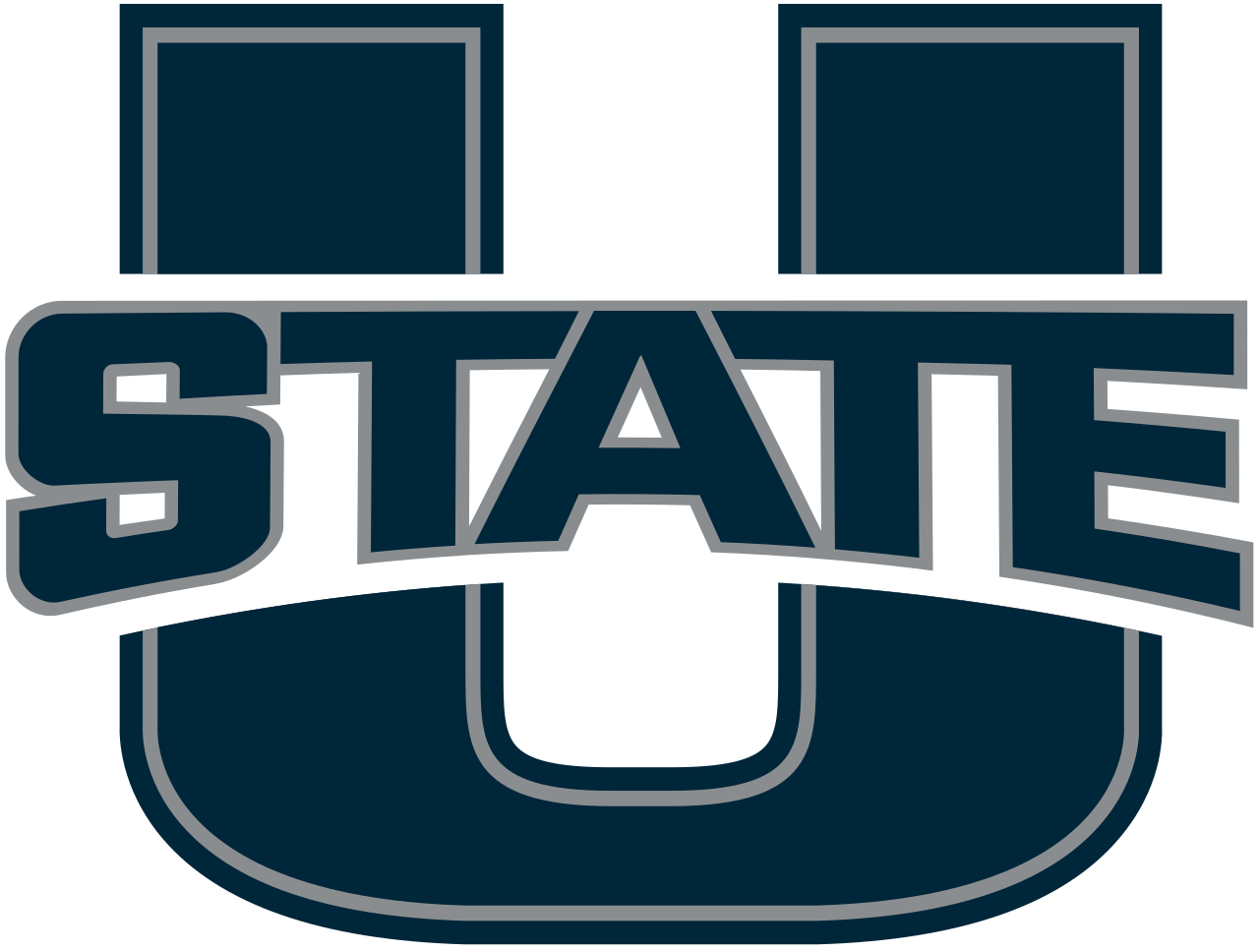 A logo featuring a large dark blue letter 'U' with the word 'STATE' overlaid across the middle in matching colors and a light border.