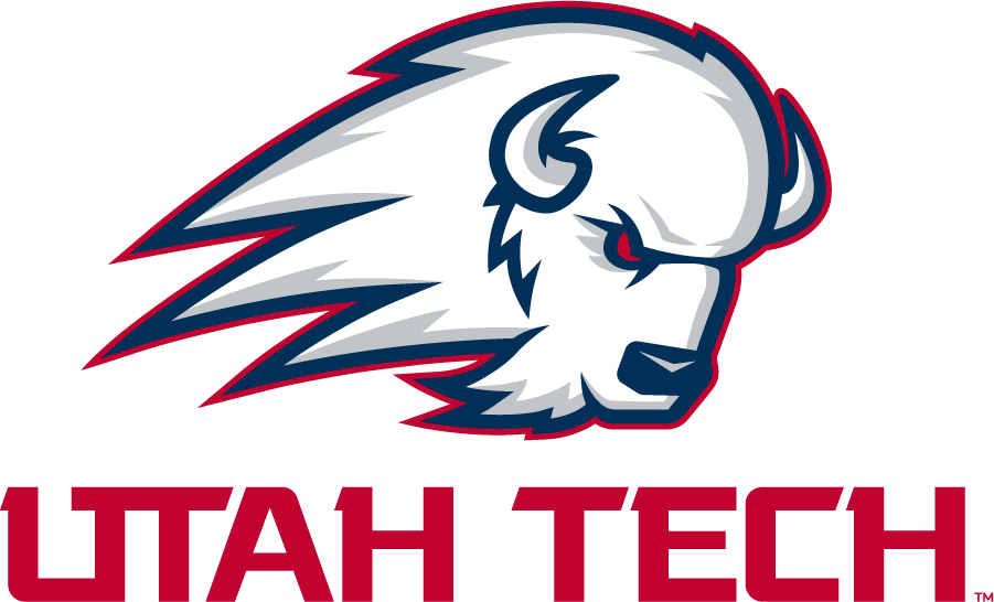 The Utah Tech logo features a stylized white bison head with blue and red outlines, positioned above the text 'UTAH TECH.'