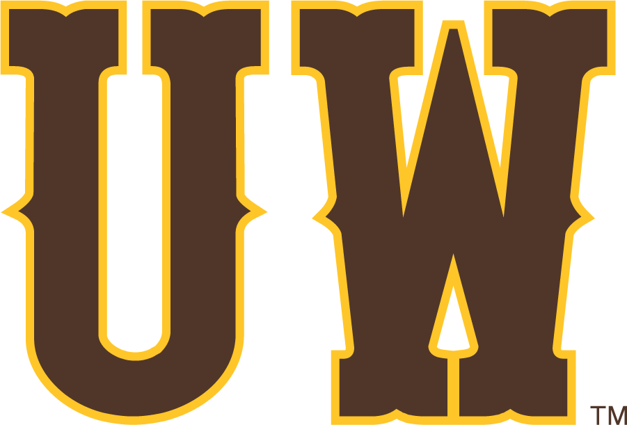 The letters 'UW' in a bold, Western-style font with brown fill and yellow outlines.