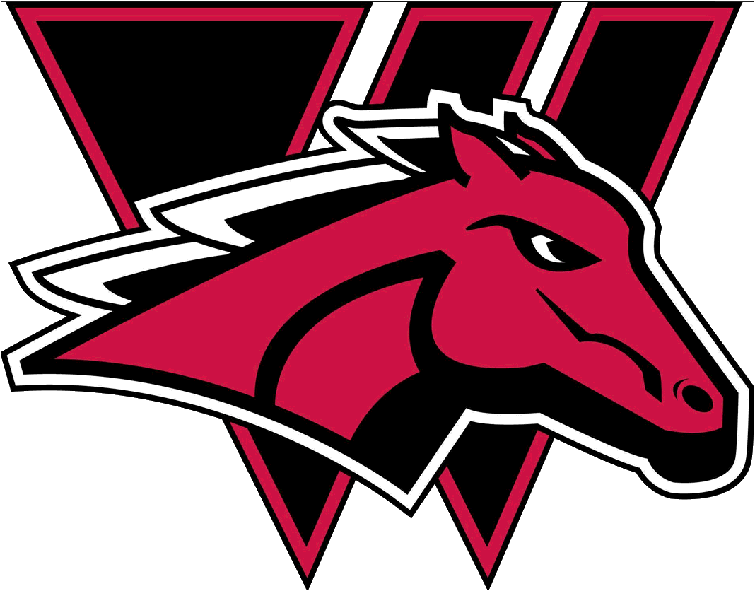 A sports team logo featuring a stylized red horse head over a red letter W against a black background.