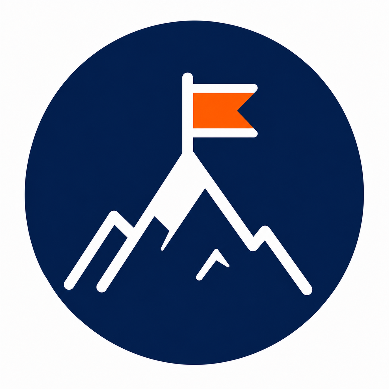 An icon depicting a mountain peak with an orange flag at its summit.