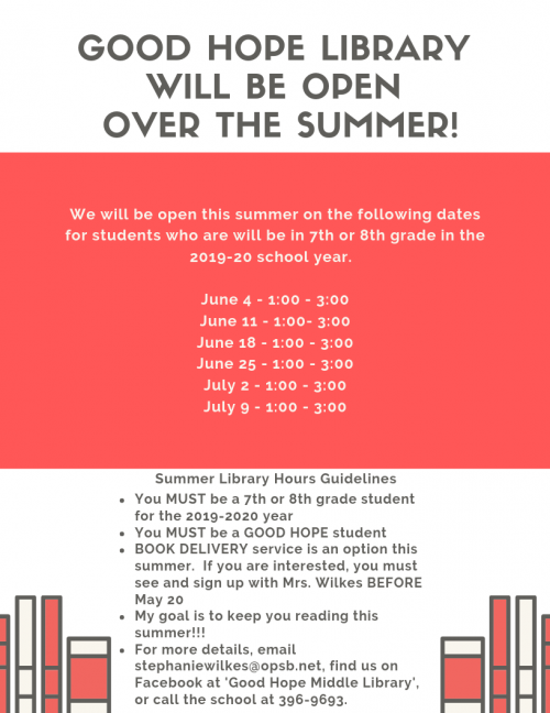 Good Hope Middle Library Hours of Operation