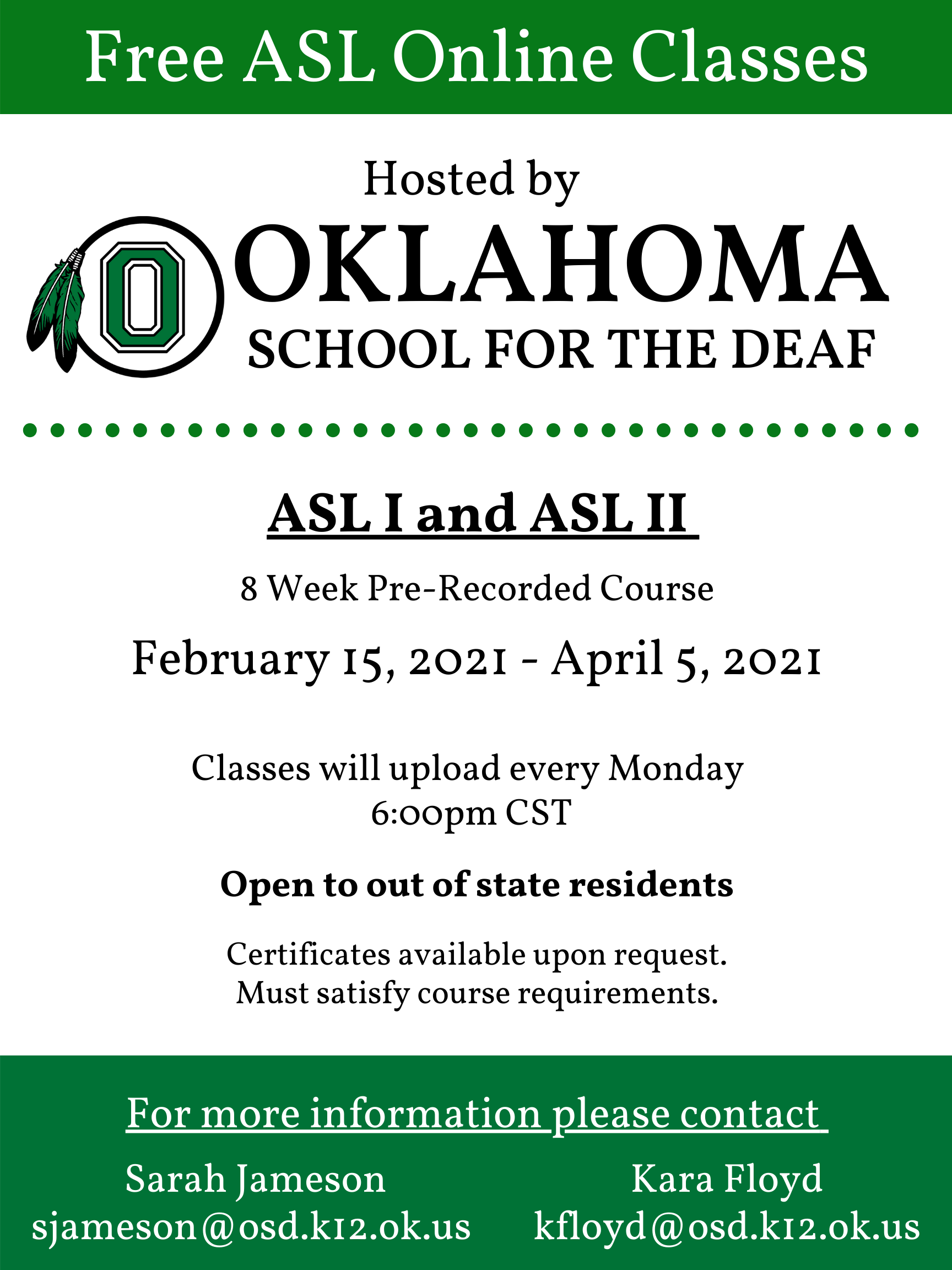 Oklahoma School for the Deaf ASL Classes