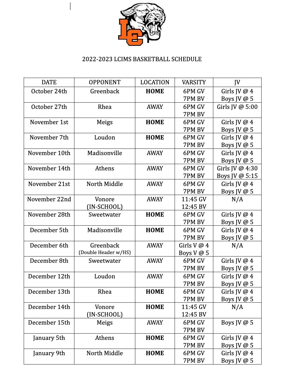 Lenoir City Intermediate / Middle School - Boys Basketball