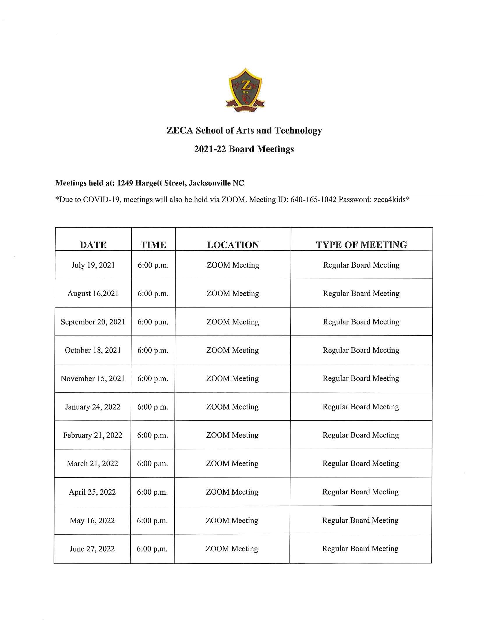 ZECA School of Arts and Technology Board Members