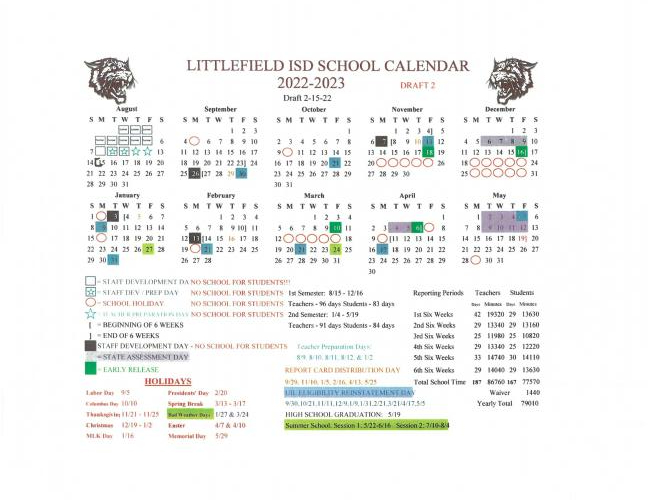 Calendrier Cambodgien 2023 Littlefield Isd - 2022-2023 District Calendar