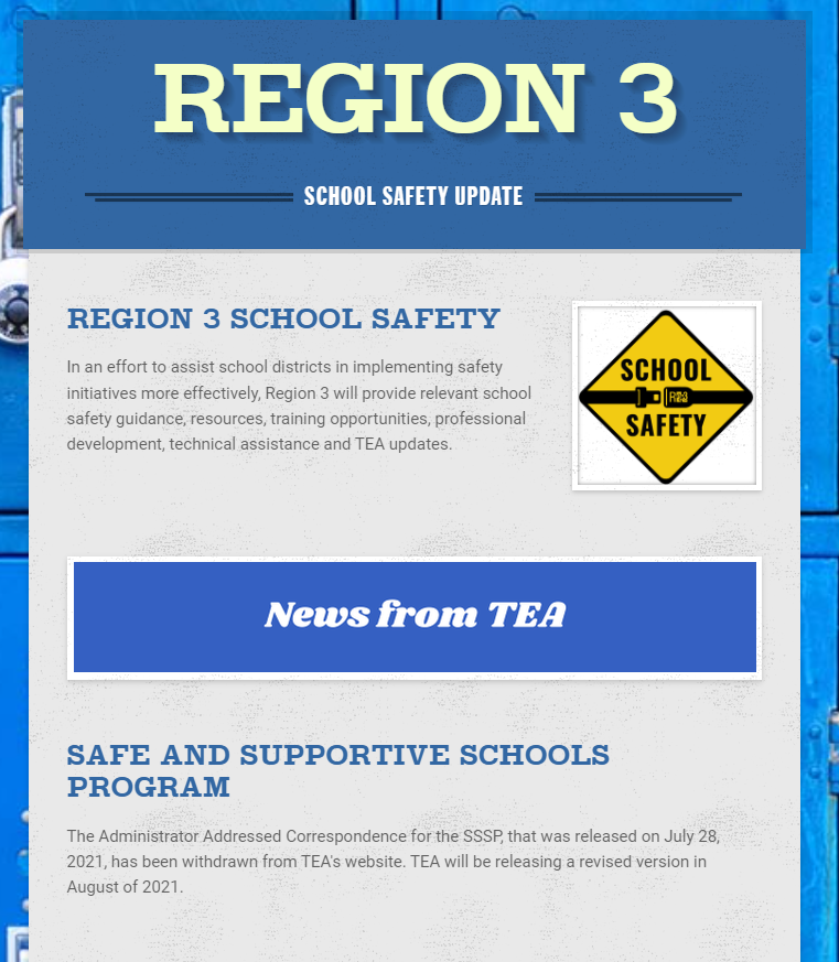 Region 3 ESC Region 3 School Safety Newsletters
