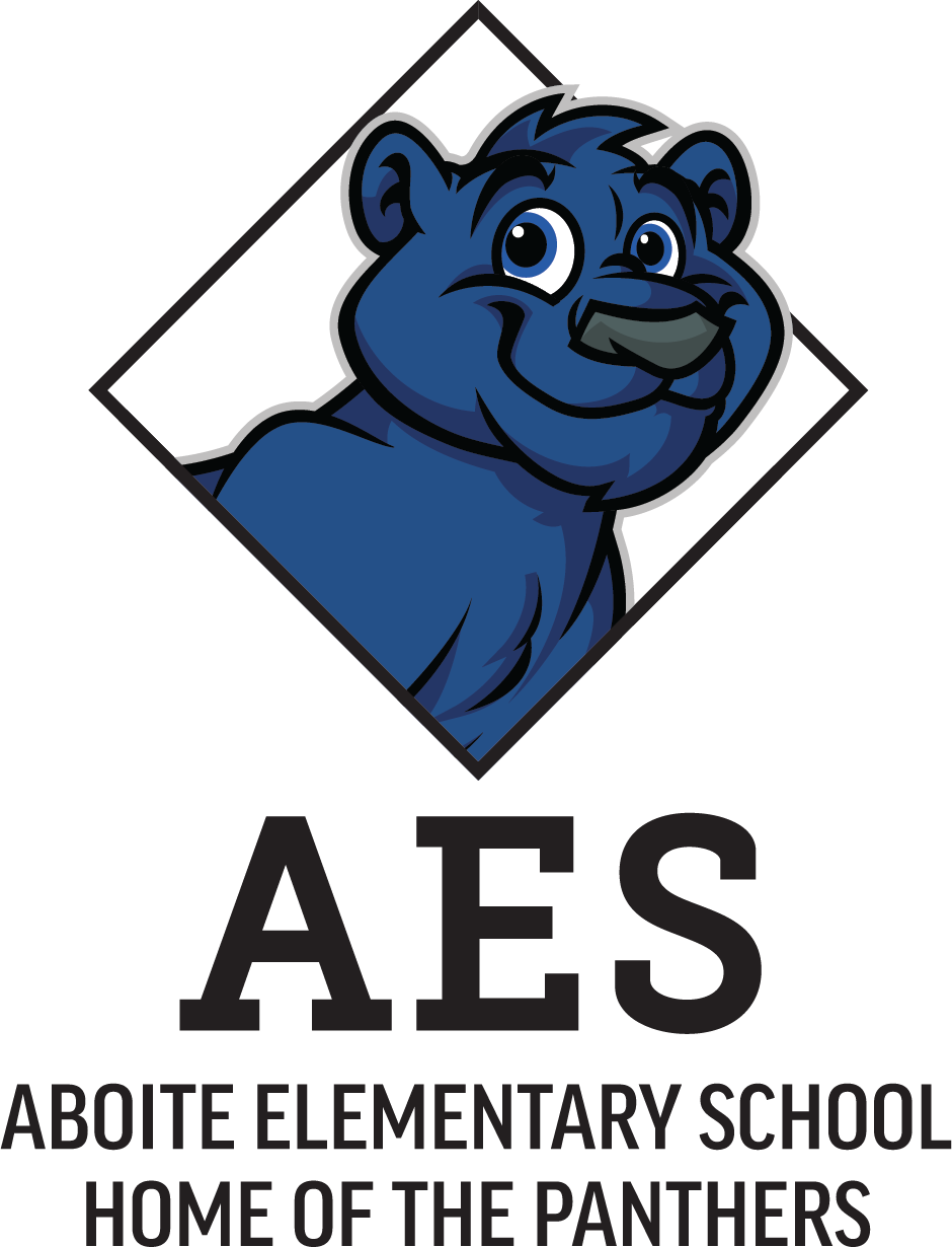 Logo for Aboite Elementary School featuring a blue bear mascot and the text 'AES, Aboite Elementary School, Home of the Panthers'.