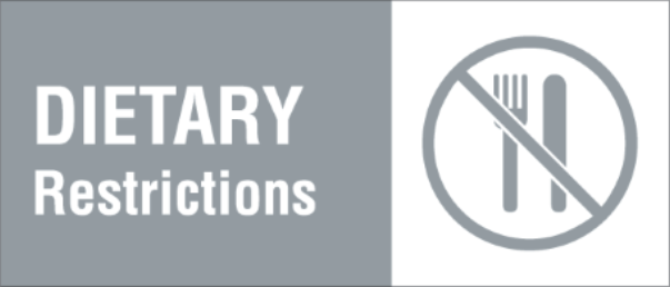 Image indicating dietary restrictions with text and a symbol.