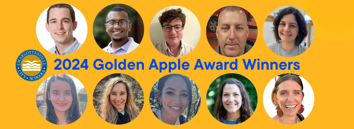 Image featuring headshots of ten individuals, with text reading '2024 Golden Apple Award Winners'.