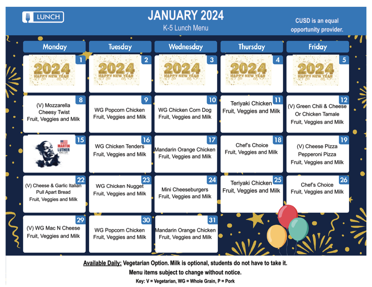 Carlsbad Unified School District Menus