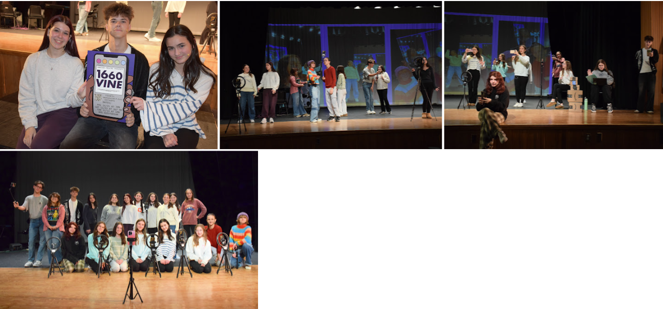 Three students pose for a photo indoors.