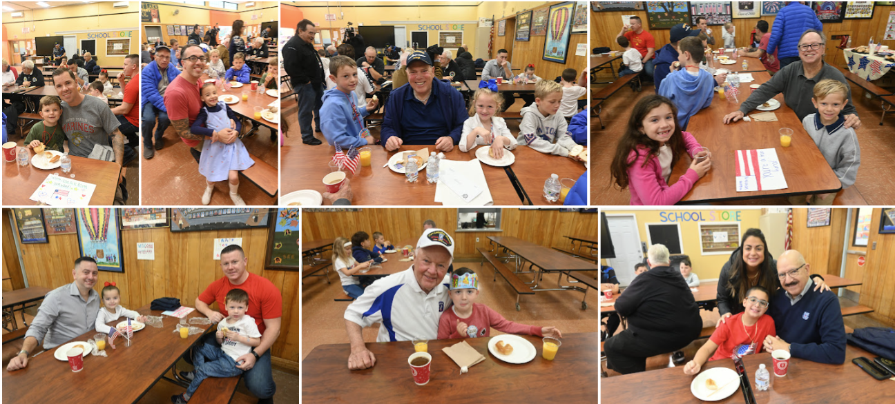 People of various ages sit at tables in a dining area.