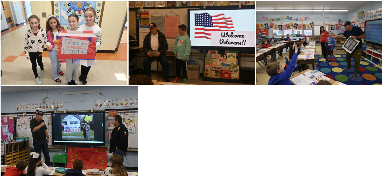 Students walk down a hallway, carrying a sign.