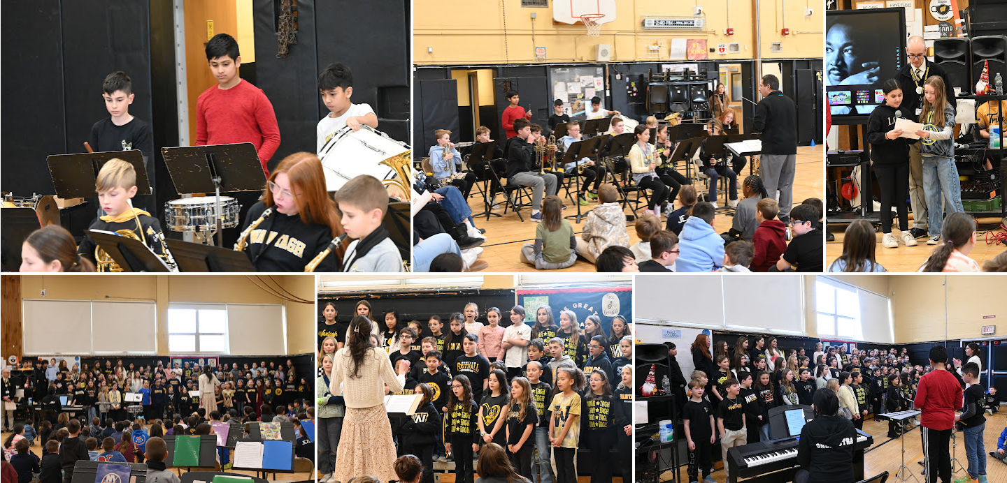 group of photos kids playing instruments