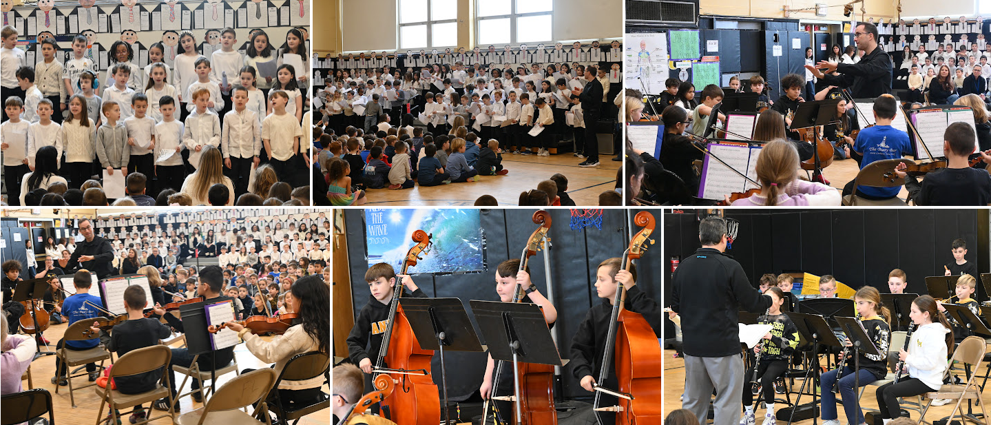 group of photos kids playing instruments