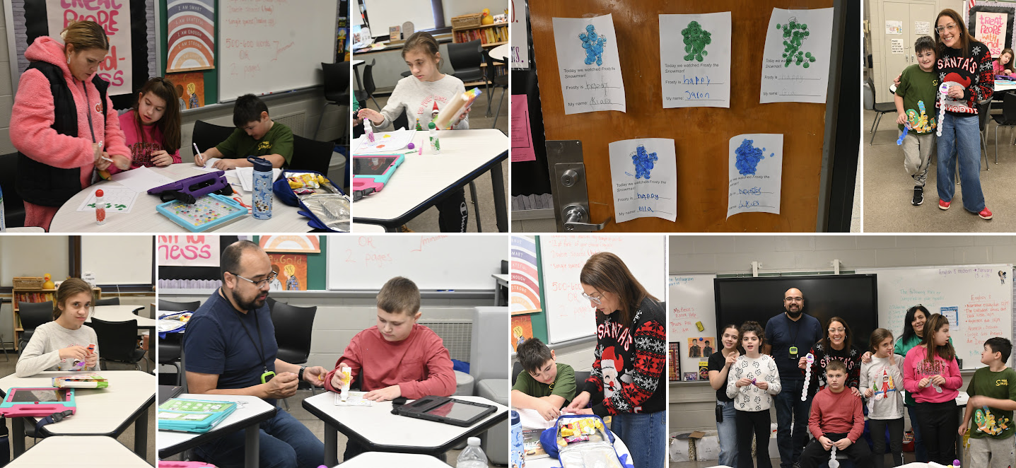 Students and teachers collaborate in a classroom setting.