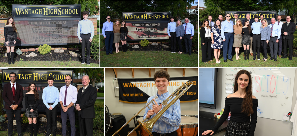 A collage of six photos showing individuals and groups posing outdoors and indoors, with banners reading "Heritage High School".