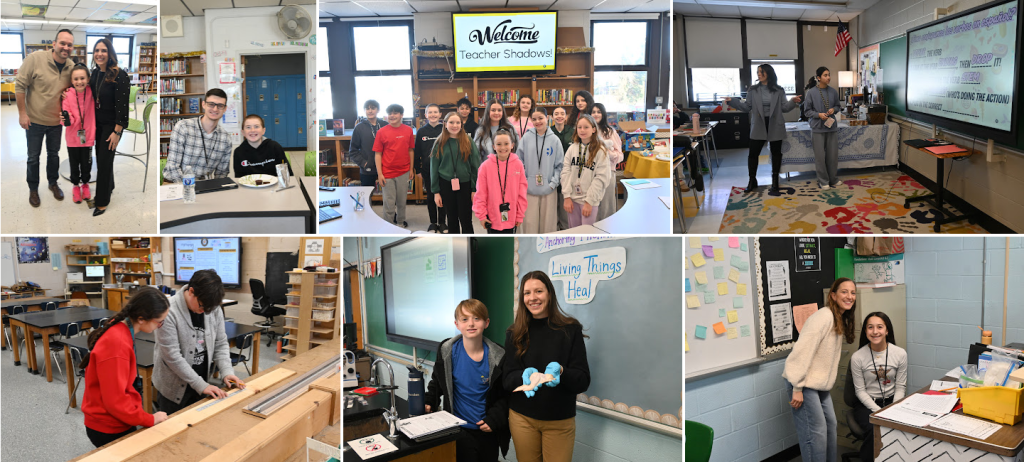 Students and adults collaborate in various classroom settings.