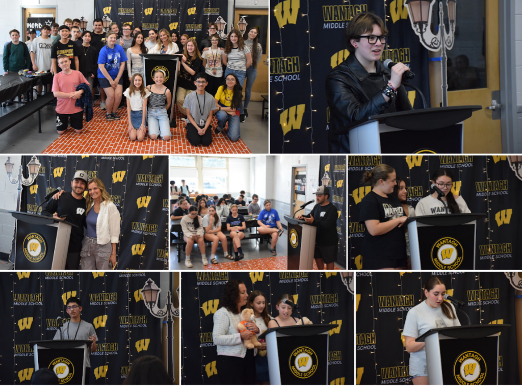kids reciting poetry at a microphone