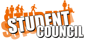 Student Council in white letters with students running on the top