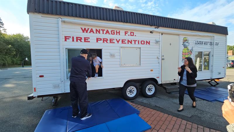 students participating in fire safety lesson