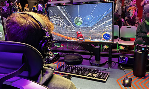 A Penfield student plays Rocket League.