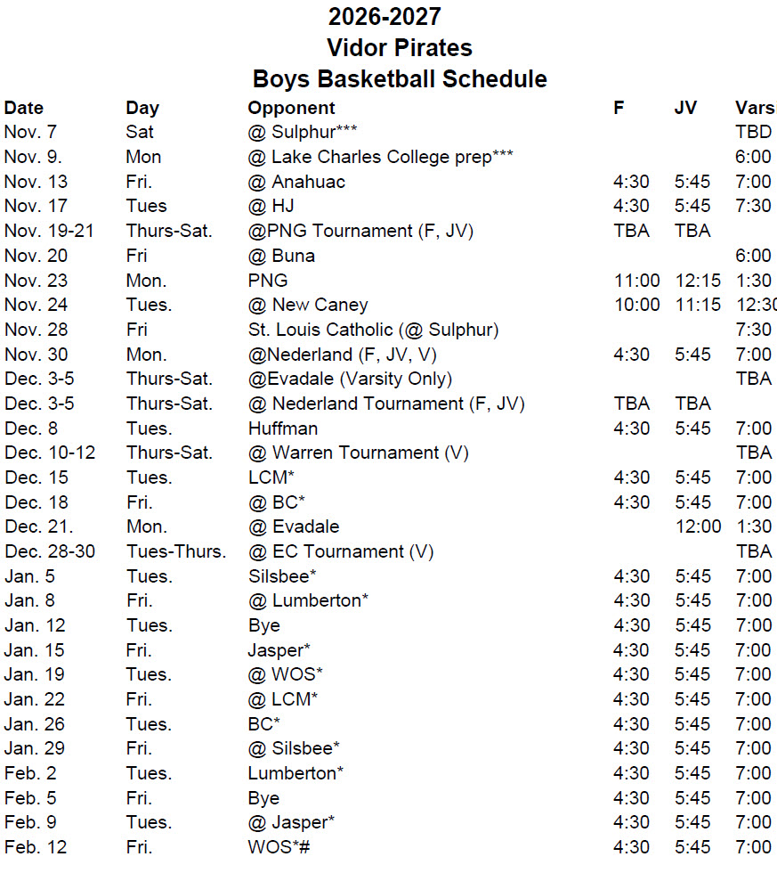 Print VHS Boys 2026-27 Basketball Schedule