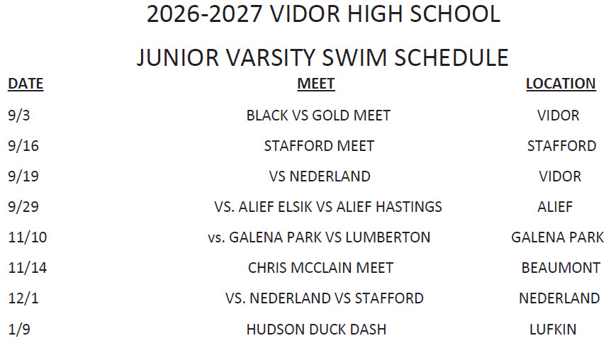 2026 JV Swim Schedule - revised 08.28.26
