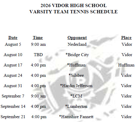 2026 Team Tennis Schedule