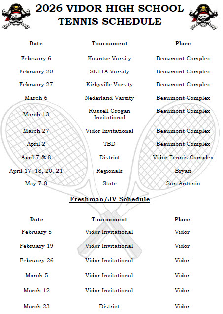 2026 VHS Tennis Schedule