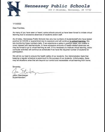 Image of the letter from Mr. Stenberger