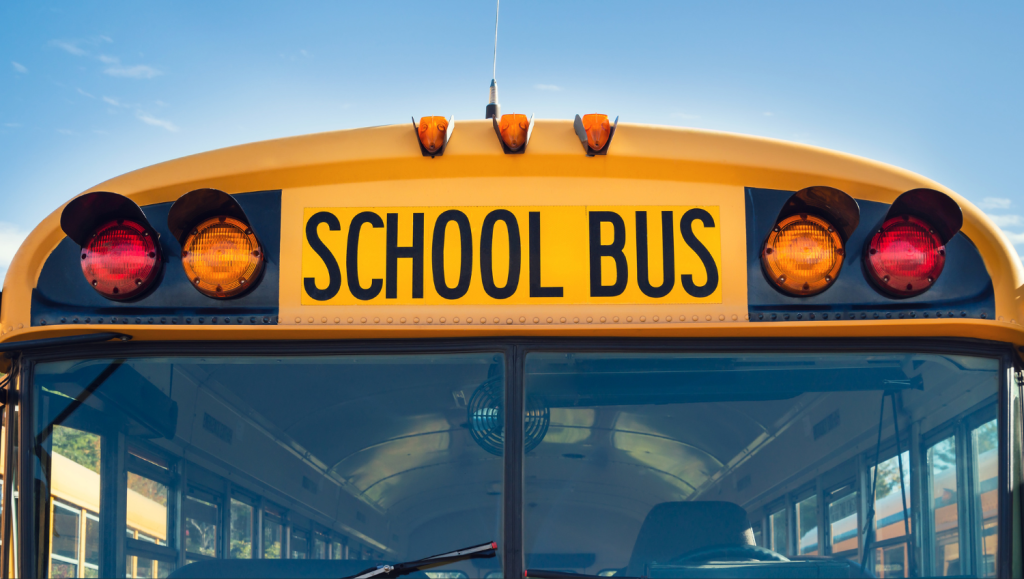 Front view of a school bus