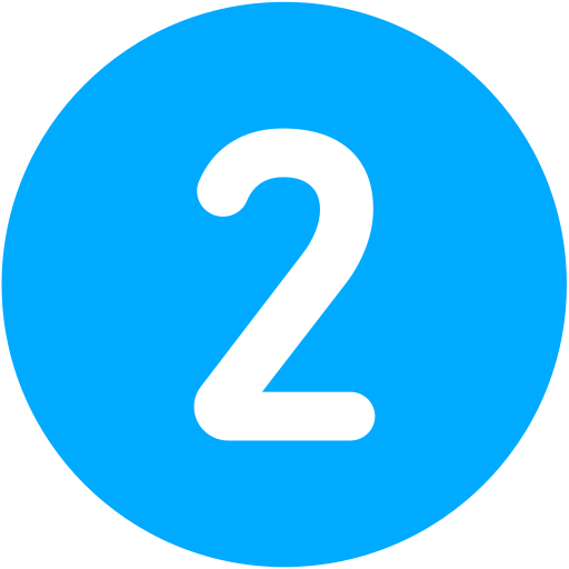 A white number two is displayed on a blue circle.