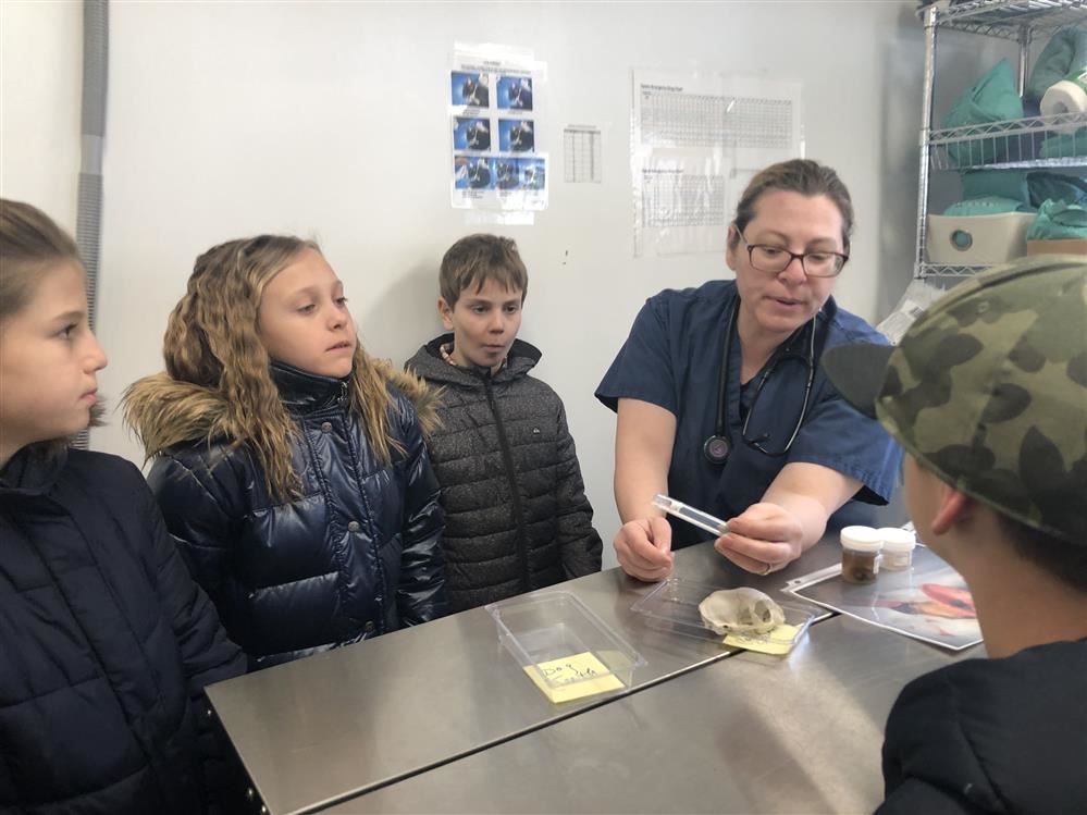 A woman engaging with children a visit to ARF.