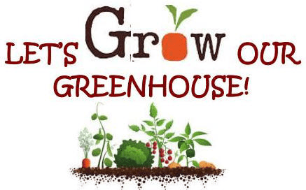 A logo of our greenhouse surrounded by vibrant vegetables and plants, symbolizing growth and abundance.