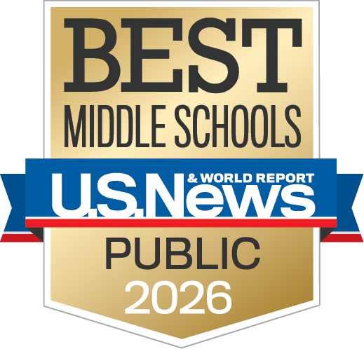 U.S. News & World Report 'Best Middle Schools Public 2026' award badge.